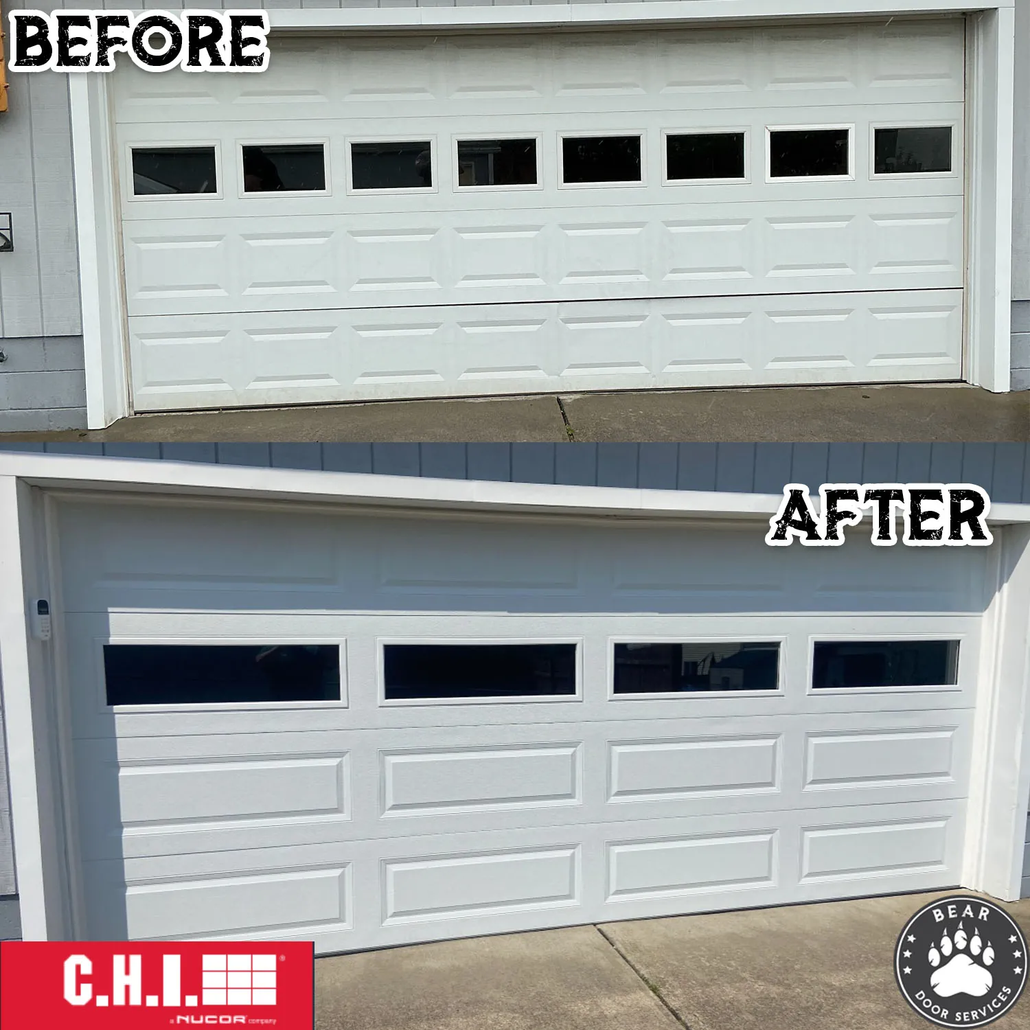 Before and after: 16ft CHI Premium Insulated by Bear Door Services